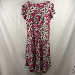 Talbots Midi Dress Womens Plus 16 Pink Floral Boho Flowy Lightweight Summer